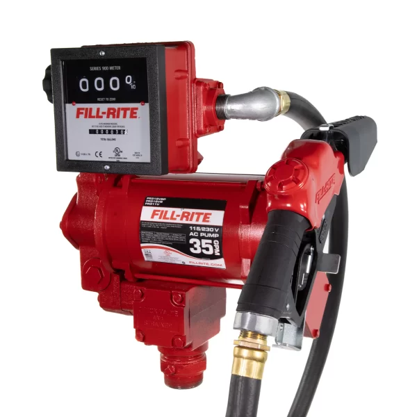 Bomba de transferencia de combustible de115/230V CA y 35 GPM con medidor y boquilla